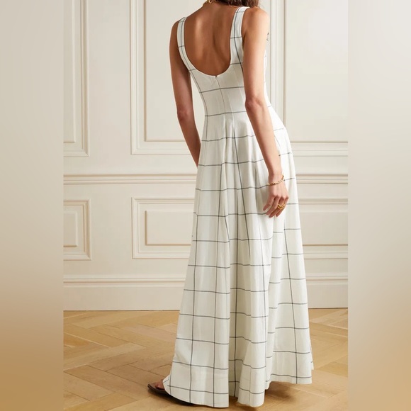 STAUD Wells Maxi Dress in Ivory Windowpane - Picture 2 of 3